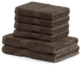 Set di 2 asciugamani marrone scuro e 4 asciugamani marrone Bamby - DecoKing