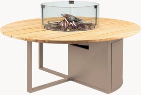 Tavolino da caffè rotondo da esterno Cosiloft con braciere e piano in legno di teak