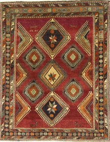 Gashghai Tappeto 230x180 Rosso (Iran) Annodato A Mano