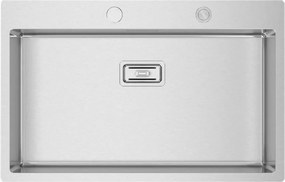 Lavello semincasso 1 vasca in inox argento RODI Box Lux 76 piletta quadra L 79 x L 50.5 cm
