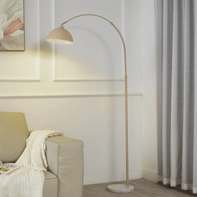 Lampada da terra Lindby Tonka, beige, metallo/marmo, 180 cm, E27