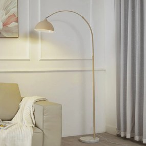 Lindby Lampada da terra Tonka, beige, metallo/marmo, 180 cm, E27