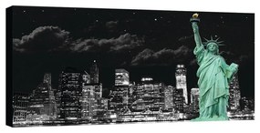 Stampa su tela Statue of Liberty dark sky, bianco e nero 140 x 70 cm