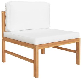 Set divani da giardino 5pz cuscini crema legno massello di teak