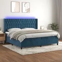 Letto a Molle con Materasso e LED Blu Scuro 200x200 cm 3139767