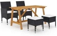 Set Mobili da Pranzo per Giardino 5 pz Nero 3068743