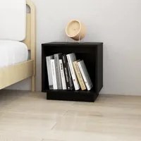 Comodino Nero 40x30x40 cm in Legno Massello di Pino cod mxl 43103