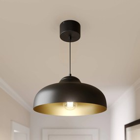 Luminex Lampada a sospensione Basca, esterno nero, interno dorato 1 luce.