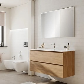 Mobile bagno con lavabo STEP L120 x H60 x P46 cm oak in mdf 2 cassetti per vasca centrale