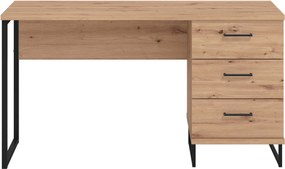 DODO - scrivania moderna con 3 cassetti colore rovere