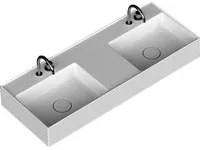 Lavabo lavatrucco doppia vasca Domus Falerii 120x46 cm installazione sospesa o da appoggio