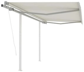 Tenda Da Sole Retrattile Automatica Con Pali 3,5x2,5 M Crema /