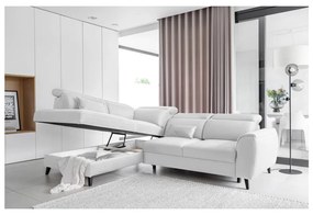 Divano angolare bianco allungabile/con contenitore (con penisola a sinistra/a L) e rivestimento in velluto Noble – ELTAP