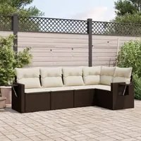 Set Divano da Giardino 5 pz con Cuscini Marrone in Polyrattan 3252470