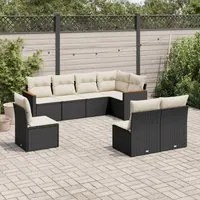 Set Divani da Giardino con Cuscini 8 pz Nero in Polyrattan 3258444