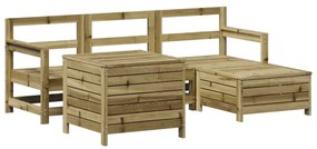 Set divani da giardino 5 pz in legno impregnato di pino