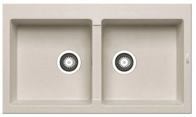 Lavello integrato 2 vasche PYRAMIS Athlos granito L 50 x L 86 cm beige