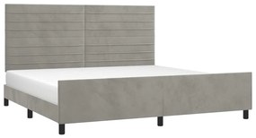Giroletto con testiera grigio chiaro 200x200 cm in velluto