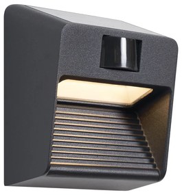 Lampada da parete nera con LED IP54 con sensore di movimento solare - Border