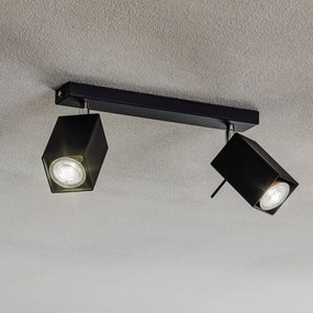 SOLLUX LIGHTING Faretto da soffitto Square, nero, 2 luci