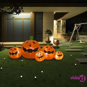 vidaXL Famiglia di Zucche Gonfiabili per Halloween con LED 1,8 m