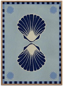 Stampa digitale incorniciata Lush Duo 3 Blue Sea Shells by Shatha Al Dafai