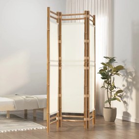 Divisorio Ambienti 3 Pannelli Pieghevole 120 Cm Bambù E Tela /