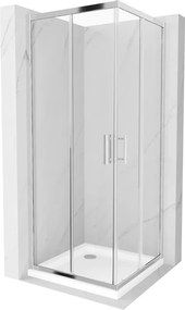 Mexen Rio cabina doccia quadrata 90 x 90 cm, trasparente, cromo + piatto doccia Flat, bianco - 860-090-090-01-00-4010