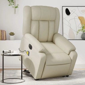 Poltrona Alzapersona Elettrica Reclinabile Crema İn Similpelle /