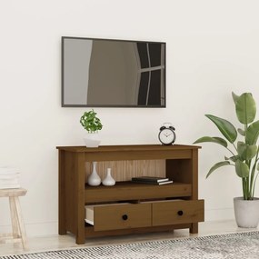 Mobile porta tv miele 79x35x52 cm in legno massello di pino