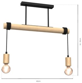 Lampadario a plafone VIGA 2xE27/60W/230V legno