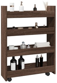 Carrello Stretto A 4 Livelli Rovere Marrone İn Truciolato /