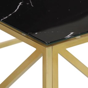Tavolino salotto dorato acciaio inossidabile e vetro temperato