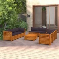 Set Divani da Giardino 9 pz con Cuscini in Massello di Acacia cod mxl 42750