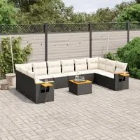 Set Divani da Giardino 11 pz con Cuscini in Polyrattan Nero 3259571