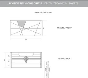 Mobile da bagno sospeso moderno base 100 CRIZIA con lavabo, GRIGIO OPACO