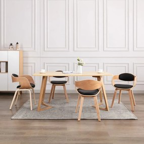 Sedie Da Pranzo 4 Pz İn Legno Curvato E Similpelle /