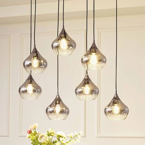 Lampada a sospensione in vetro Jarven Lucande, dimmerabile, Alluminio / Grigio / Zincato, Soggiorno / Sala da pranzo, Vetro, Moderno, Lampada a sospensione