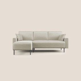 Arthur divano moderno angolare in velluto morbido impermeabile T01 panna Destro
