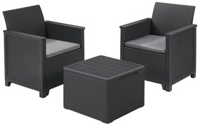 Set da giardino in rattan artificiale grigio scuro per 2 persone Elodie - Keter