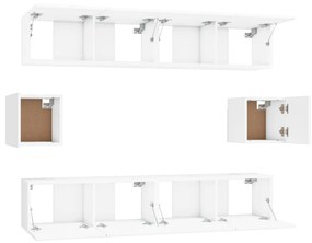 Set di mobili porta tv 6 pz bianco in legno multistrato