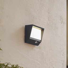 Lucande LED lampada solare da parete Dava, altezza 14 cm, alluminio, sensore