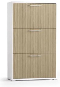 Scarpiera 3 ante doppia profondità L 67 x H 112 x P 28 cm 18 paia, beige