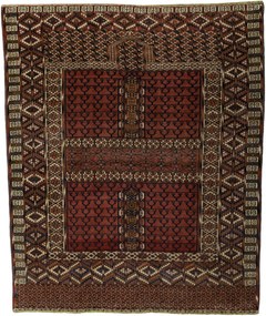 Turkmen Tappeto 130x160 Rosso (Iran) Annodato A Mano