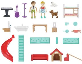 Casetta colorata a due piani con scivolo ed effetti sonori