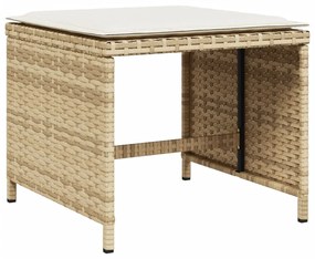 Set da pranzo da giardino 17 pz con cuscini beige in polyrattan