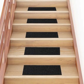 Tappetini Per Scale Autoadesivi 30 Pz Neri 60x25cm Rettangolare /