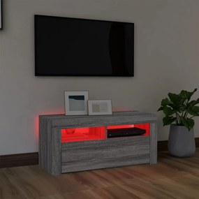 Mobile porta tv con luci led grigio sonoma 90x35x40 cm