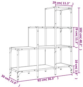 Libreria Rovere Fumo 92x30x102 cm Legno Multistrato e Metallo