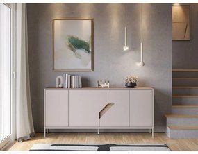 Cassettiera effetto rovere in colore crema-naturale 180x80x40 cm Lilou - Marckeric